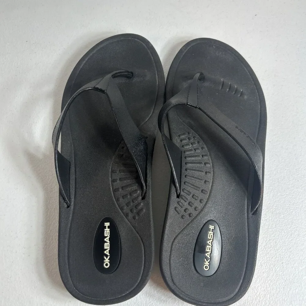 Okabashi Breeze Women’s Sandals Size M Black Flip Flops